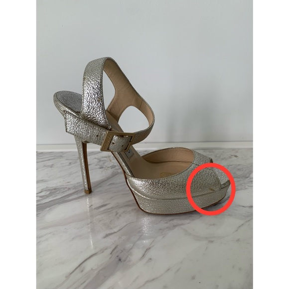 Authentic Jimmy Choo Silver “Linda” Platform Pumps - Picture 3 of 4